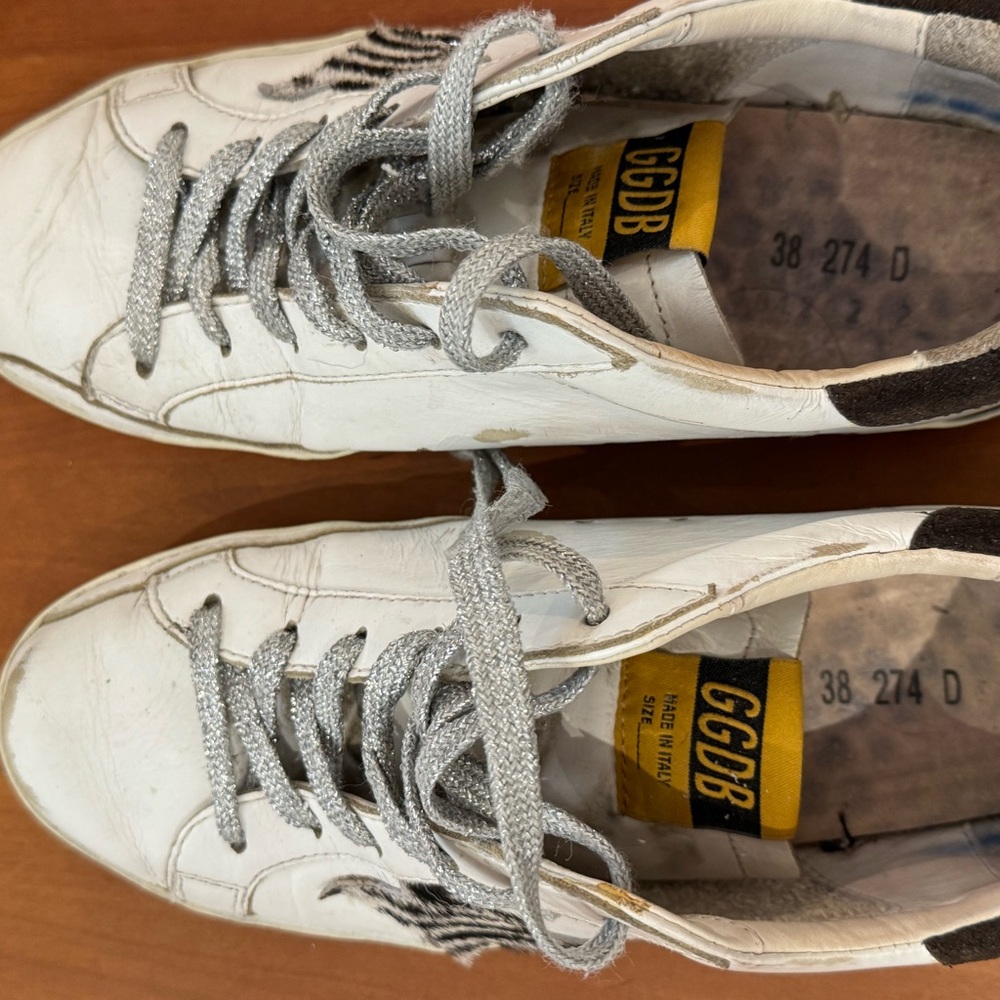 Golden Goose Women's Superstar White Leather /Suede Heels/ Zebra Stars/ Sz.38 - Picture 6 of 13